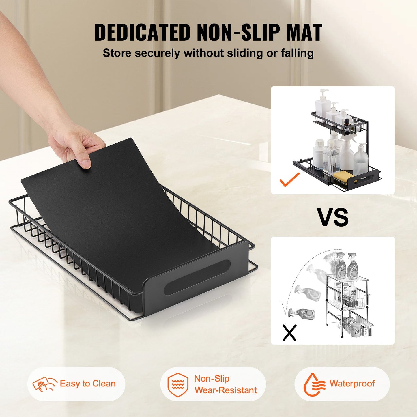 2-Tier Under Sink Organizer- Pull Out Storage Rack