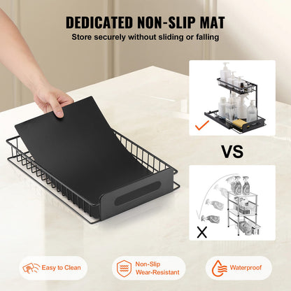 2-Tier Under Sink Organizer- Pull Out Storage Rack