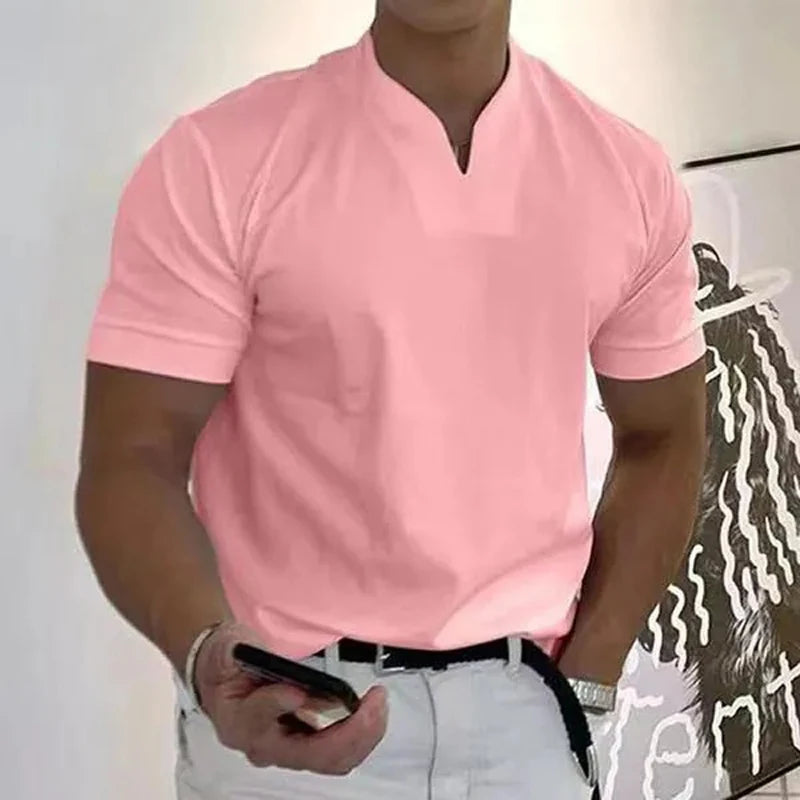 Men's Polo T-Shirts Short Sleeve V-Neck Tops