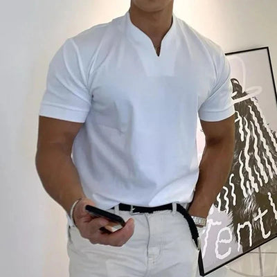 Men's Polo T-Shirts Short Sleeve V-Neck Tops