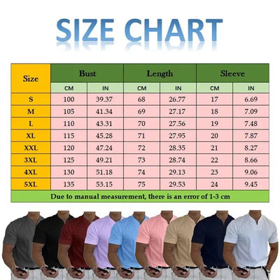 Men's Polo T-Shirts Short Sleeve V-Neck Tops