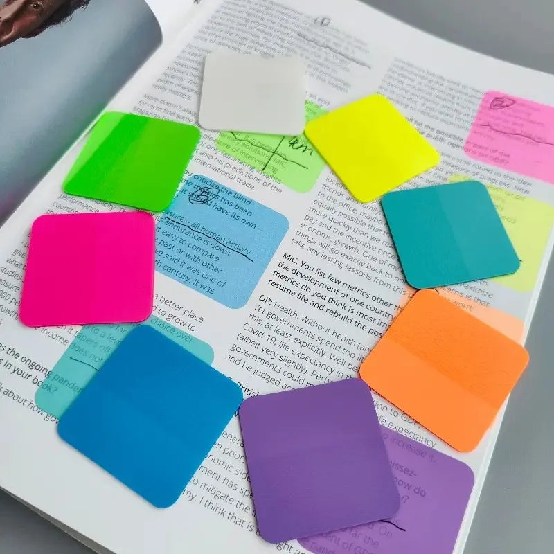 160 Sheets 8Colors Transparent Sticky Notes Stationery Supplies