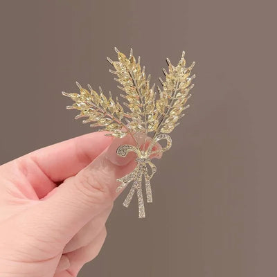 Luxury Golden Wheat Metal Brooch Jewelry  for Women