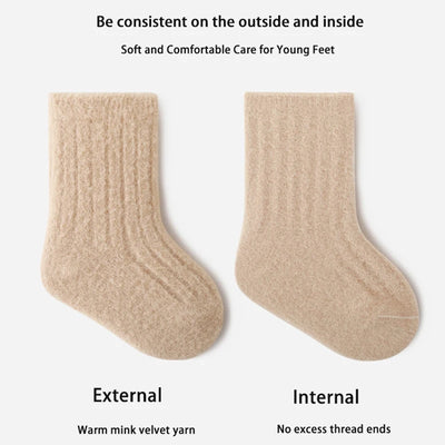 Winter New Toddler Mid Socks Newborn Baby Kids Soft Solid Velvet Yarn Socks Autumn Girls Infant Boys Cute Boneless Socks 0-8Y