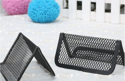 1pc Metal Mesh Portable Business Name Card Holder Display Stand Rack