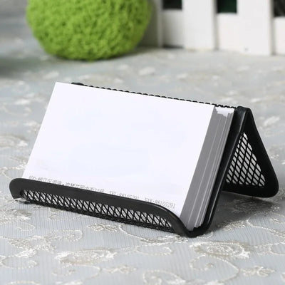 1pc Metal Mesh Portable Business Name Card Holder Display Stand Rack