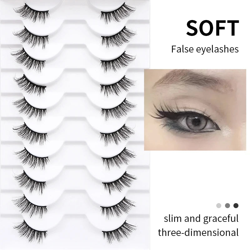 10pairs Half Natural Mink Fluffy False Eyelashes