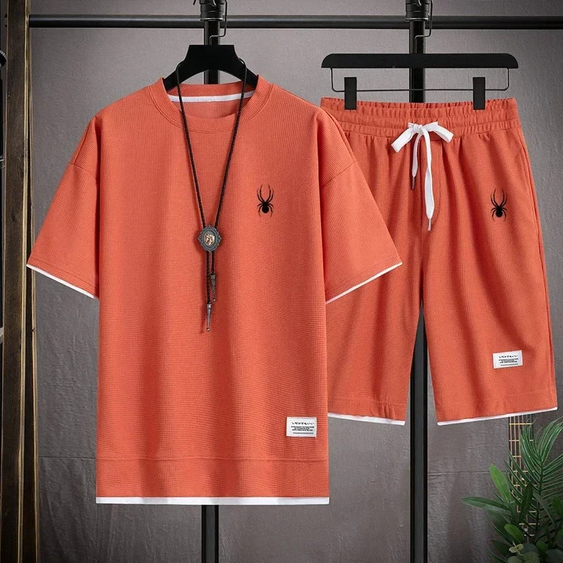 Summer Men's Fashion Tracksuit  Short Sleeve T Shirts+Shorts Sets