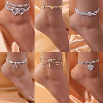 1PC Rhinestone Chain Anklets For Women