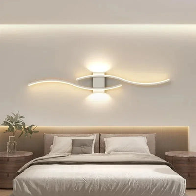 Modern LED Strip Wall Lamp Double Curve Remote Control Light