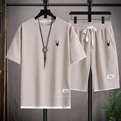 Summer Men's Fashion Tracksuit  Short Sleeve T Shirts+Shorts Sets