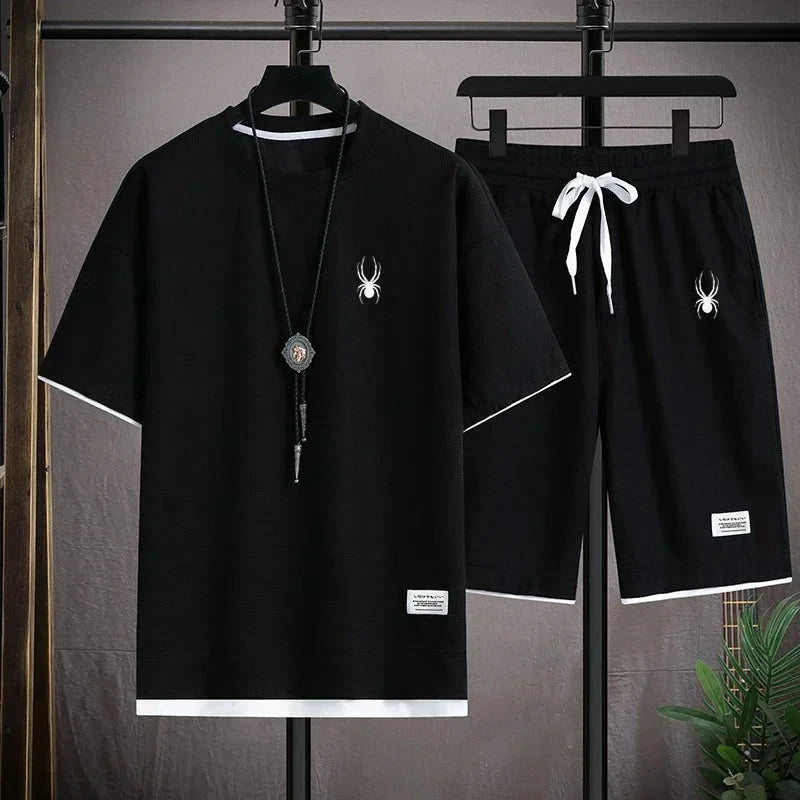Summer Men's Fashion Tracksuit  Short Sleeve T Shirts+Shorts Sets