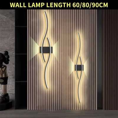 Modern LED Strip Wall Lamp Double Curve Remote Control Light