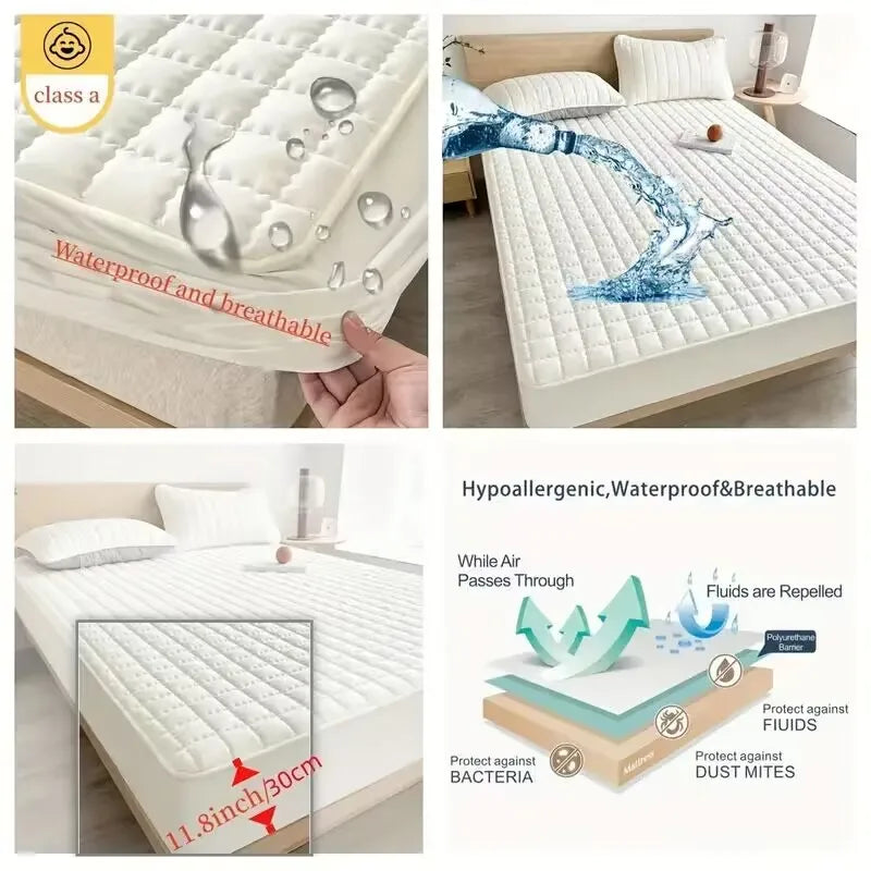 Waterproof Quilted Mattress Pad Protector Bed Cover Fitted Sheet