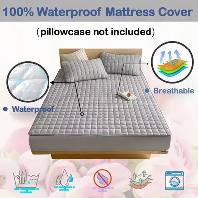 Waterproof Quilted Mattress Pad Protector Bed Cover Fitted Sheet