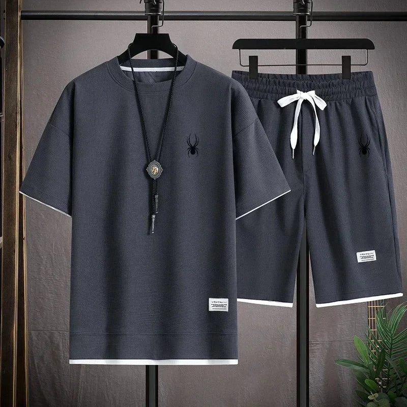 Summer Men's Fashion Tracksuit  Short Sleeve T Shirts+Shorts Sets