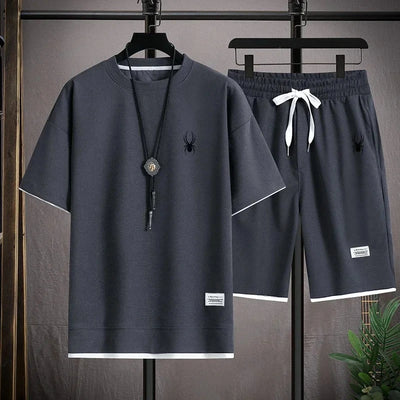 Summer Men's Fashion Tracksuit  Short Sleeve T Shirts+Shorts Sets